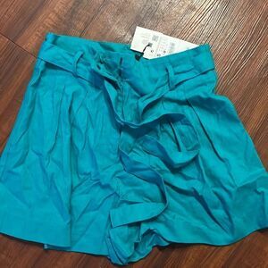 Zara Teal Shorts - NEW - NWT - Size Small Shorts - Matching Belt Tie
